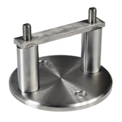 Úchyt na bočné kotvenie stĺpu ø 42.4mm, (kotviaca platňa ø 100 /6mm), brúsená nerez K320 /AISI304 Úchyt na bočné kotvenie stĺpu ø 42.4mm, (kotviaca platňa ø 100 /6mm), brúsená nerez K320 /AISI304